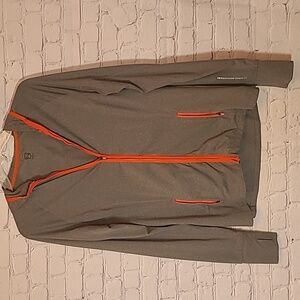 Noble Outfitters Medium Gray Orange Sierra Full Zip Hooded Lightweight Jacket